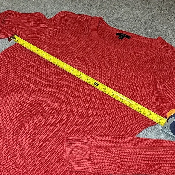 EUC J. Crew Cotton Cashmere Red Sweater Medium - Picture 3 of 5
